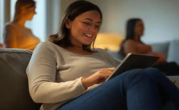 Madre consultando tablet